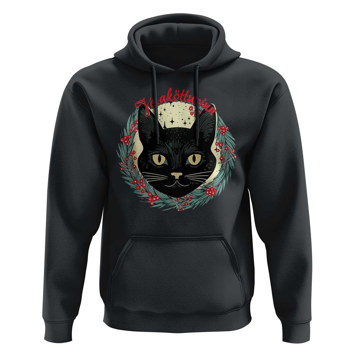 Funny Yule Cat Hoodie Jólakötturinn Yule Christmas Black Cat