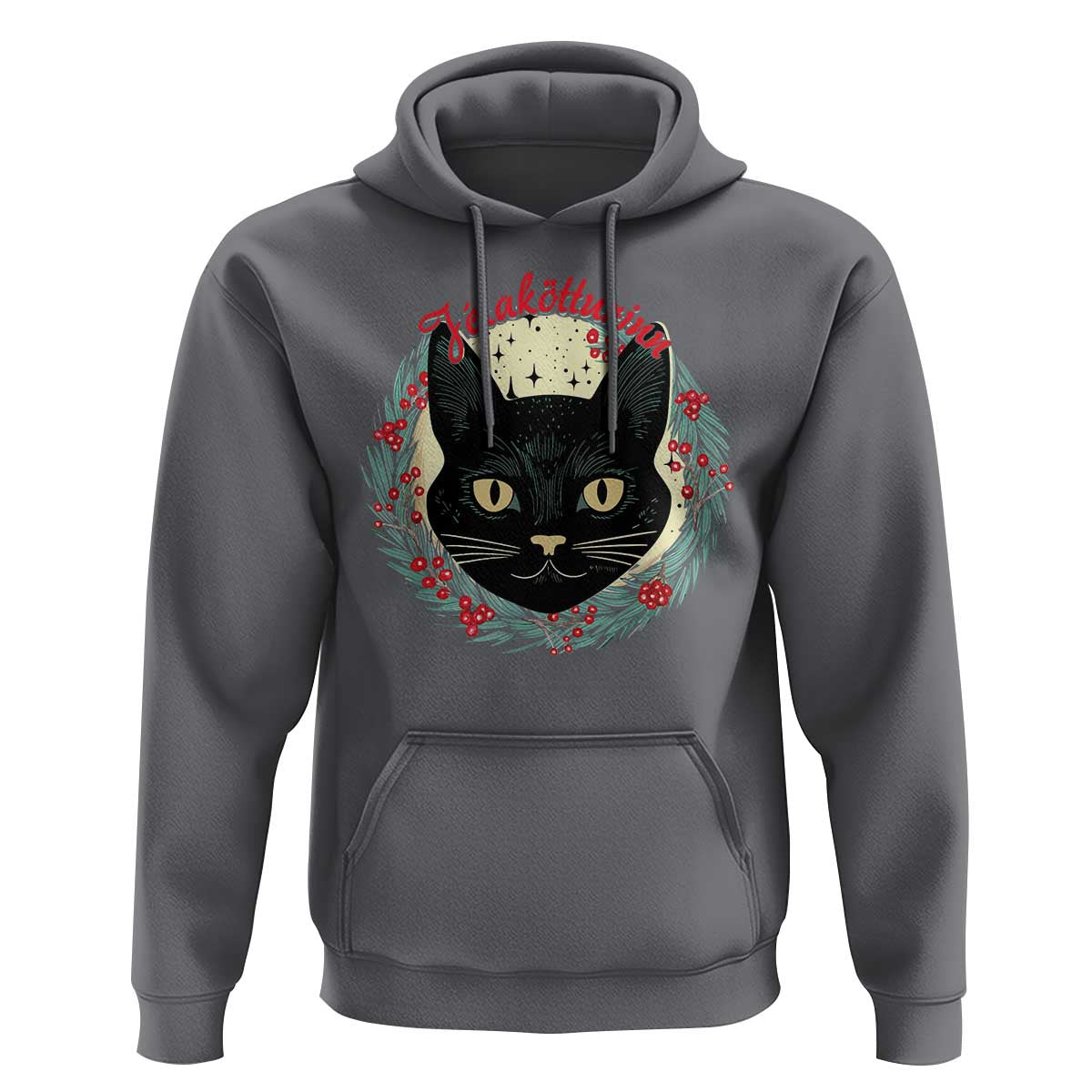 Funny Yule Cat Hoodie Jólakötturinn Yule Christmas Black Cat