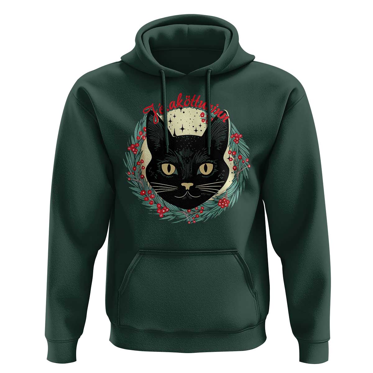 Funny Yule Cat Hoodie Jólakötturinn Yule Christmas Black Cat