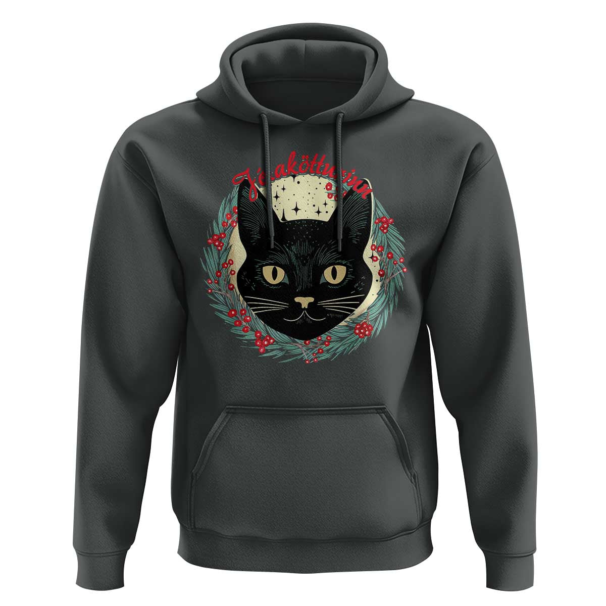 Funny Yule Cat Hoodie Jólakötturinn Yule Christmas Black Cat