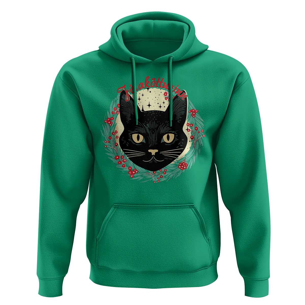 Funny Yule Cat Hoodie Jólakötturinn Yule Christmas Black Cat