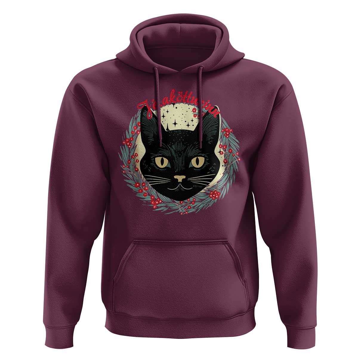 Funny Yule Cat Hoodie Jólakötturinn Yule Christmas Black Cat