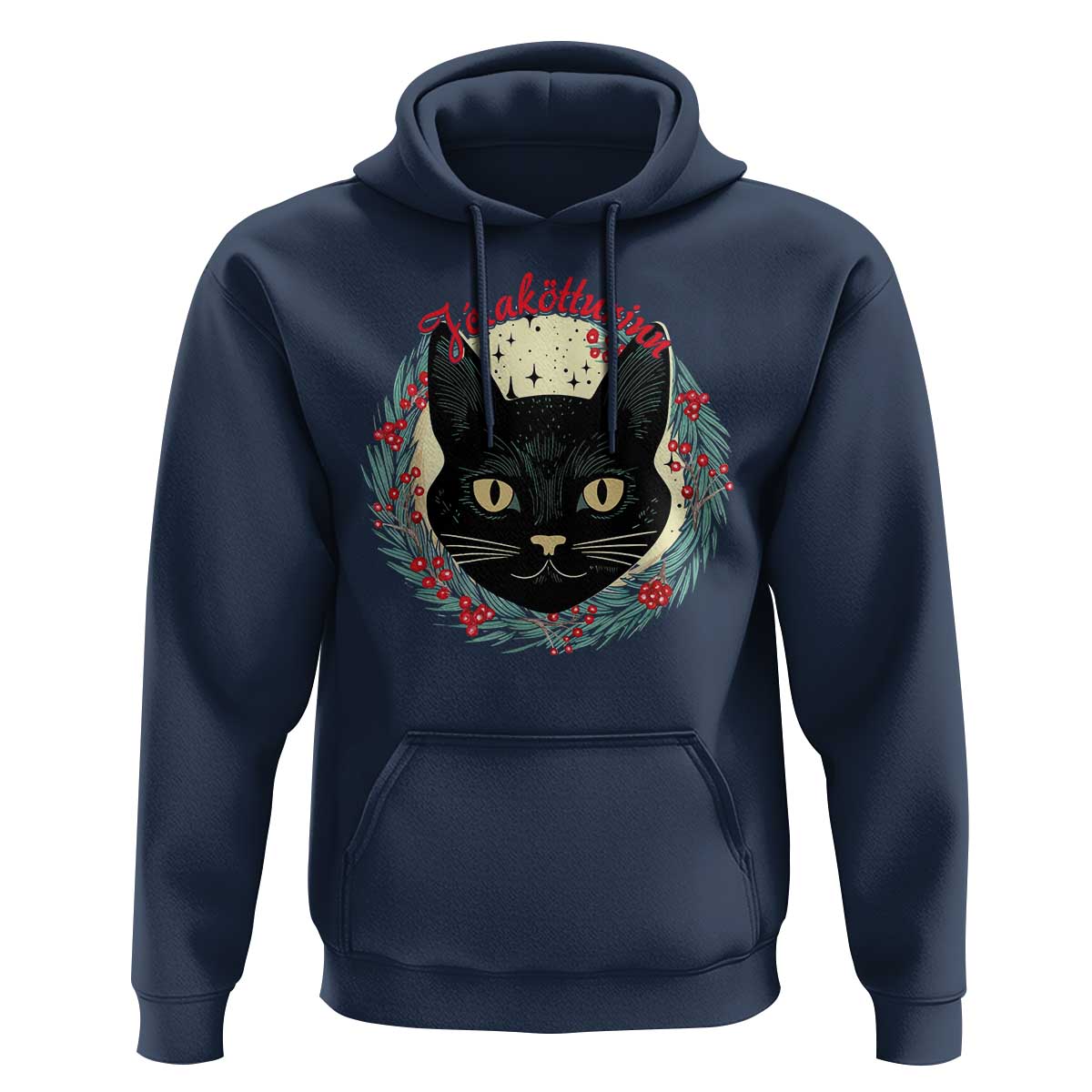 Funny Yule Cat Hoodie Jólakötturinn Yule Christmas Black Cat