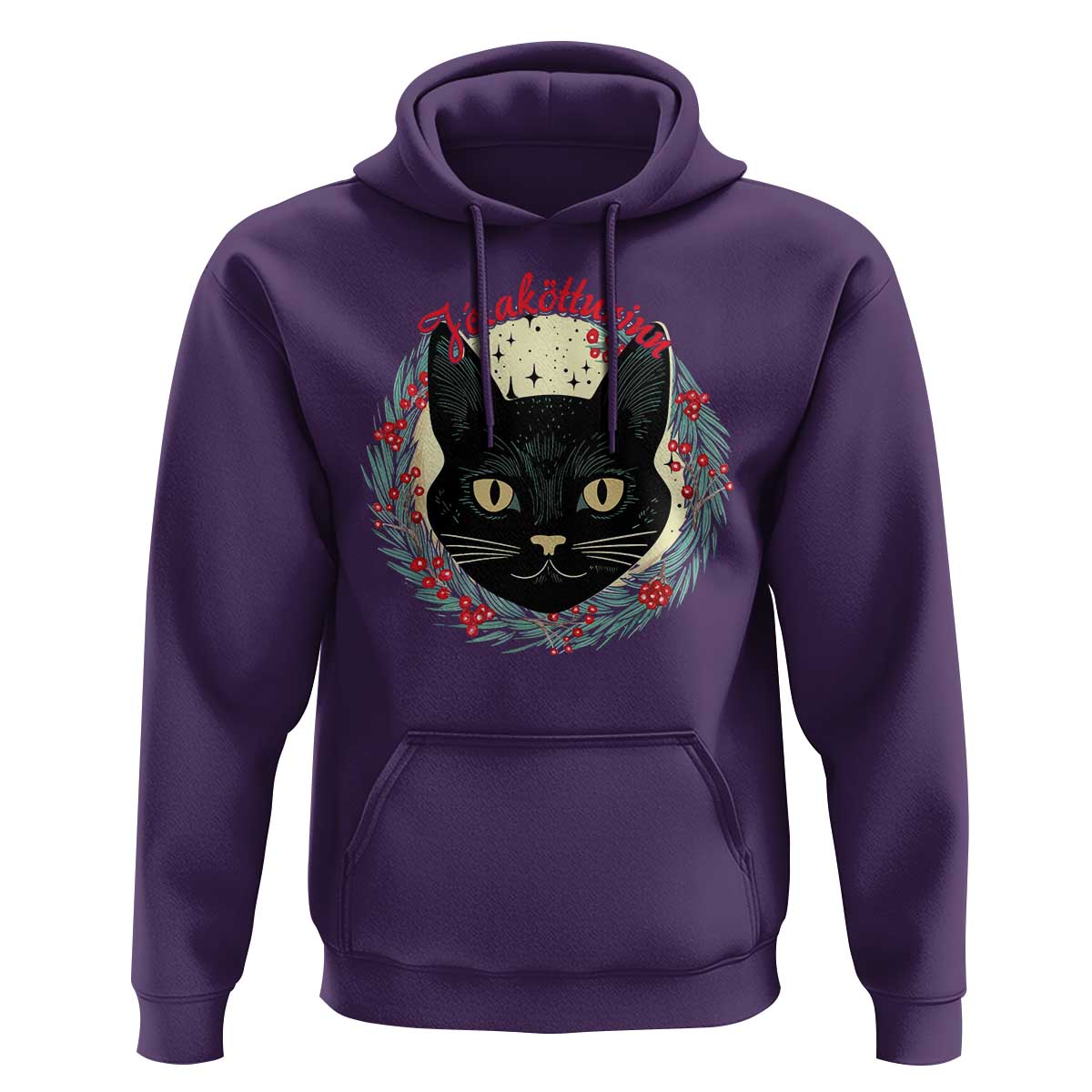 Funny Yule Cat Hoodie Jólakötturinn Yule Christmas Black Cat