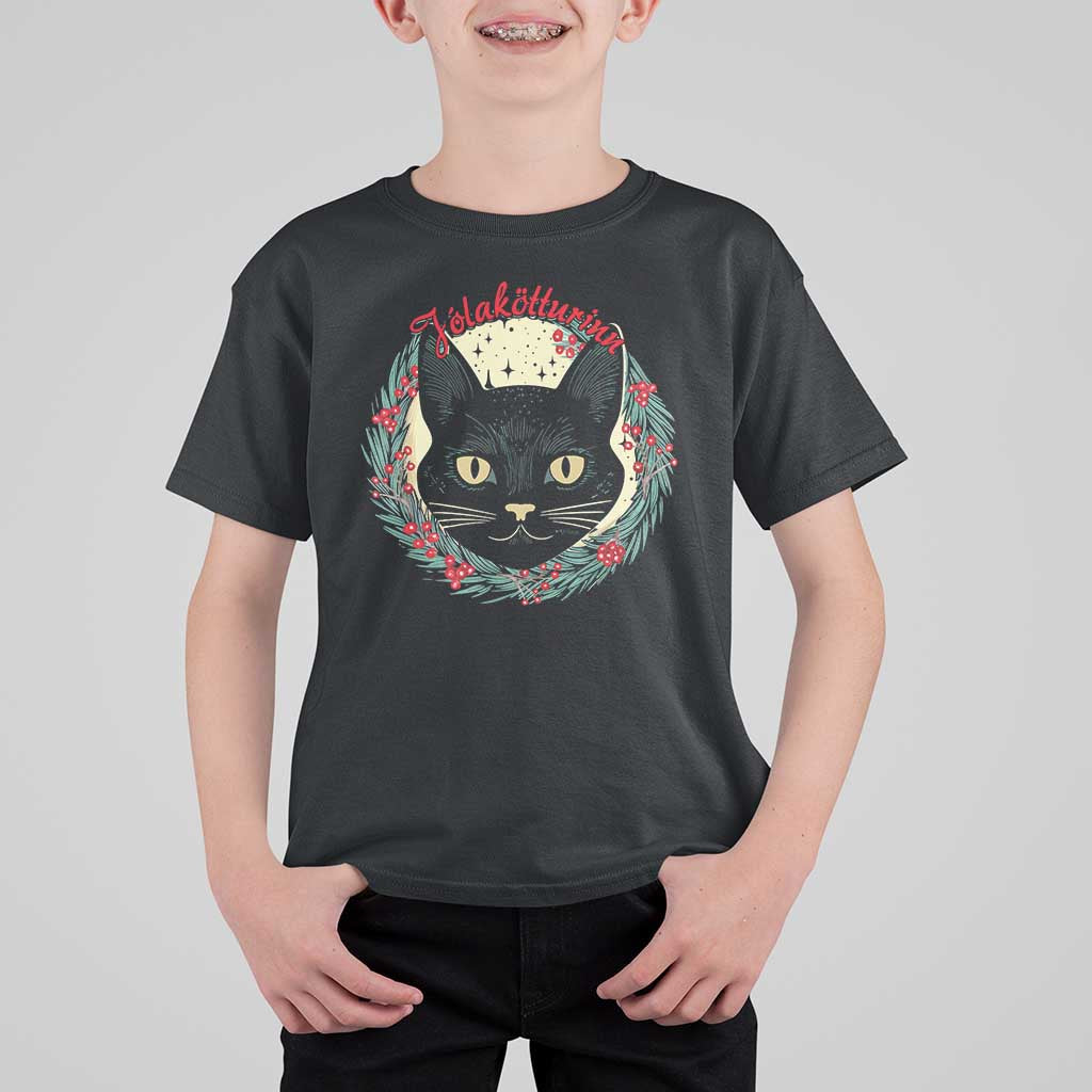Funny Yule Cat T Shirt For Kid Jlaktturinn Yule Christmas Black Cat - Wonder Print Shop