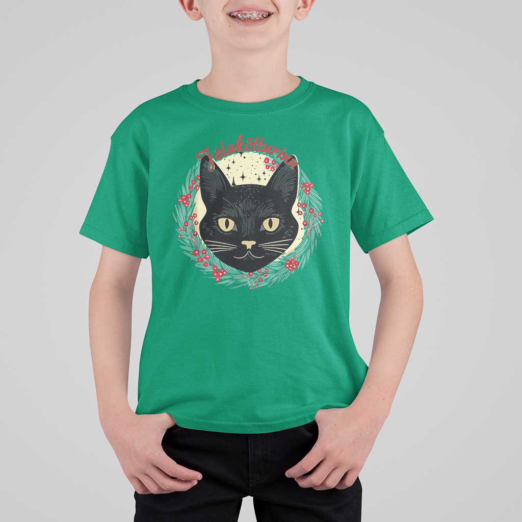 Funny Yule Cat T Shirt For Kid Jlaktturinn Yule Christmas Black Cat - Wonder Print Shop