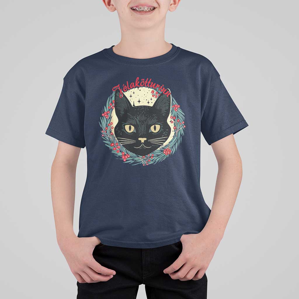 Funny Yule Cat T Shirt For Kid Jlaktturinn Yule Christmas Black Cat - Wonder Print Shop