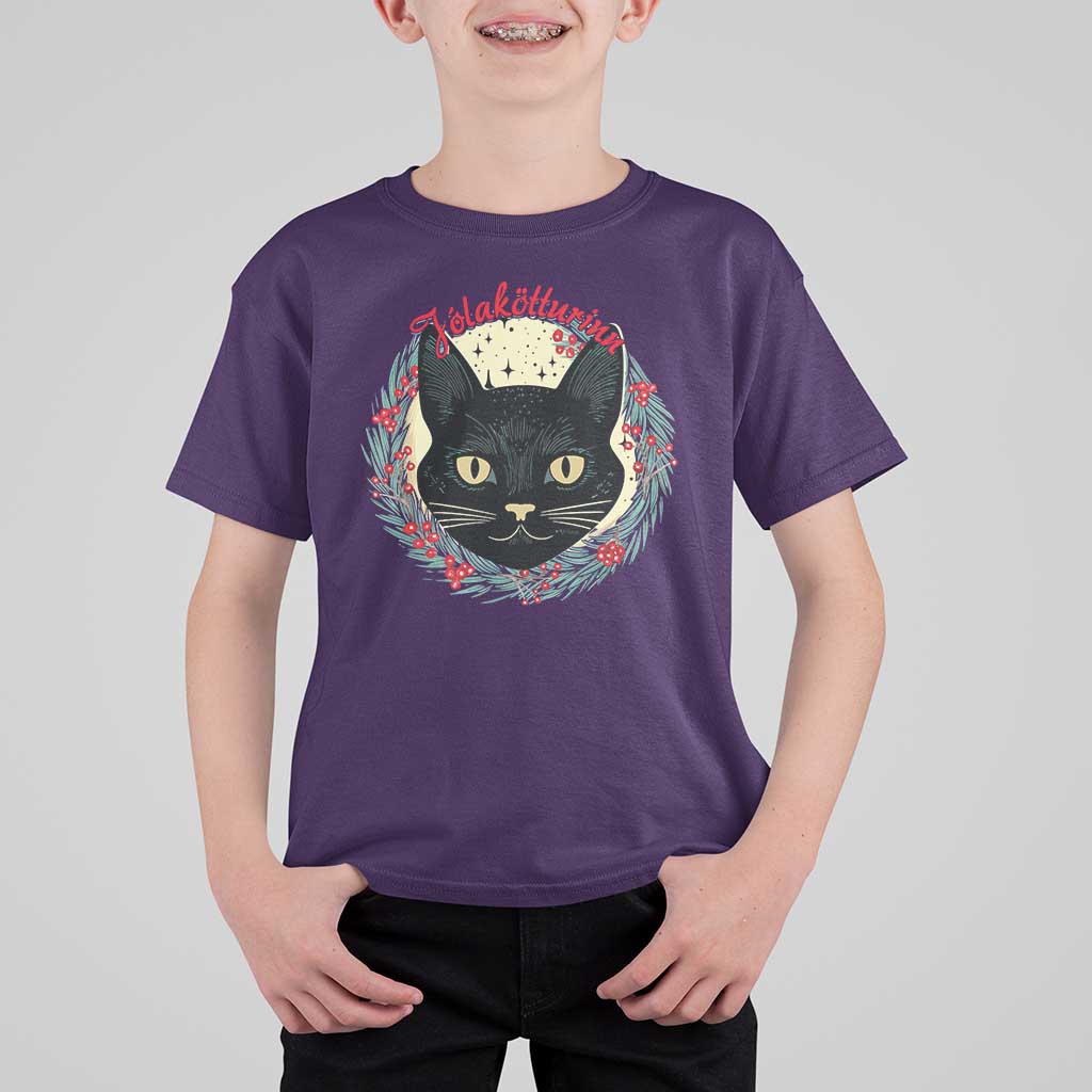 Funny Yule Cat T Shirt For Kid Jlaktturinn Yule Christmas Black Cat - Wonder Print Shop