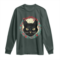 Funny Yule Cat Long Sleeve Shirt Jólakötturinn Yule Christmas Black Cat