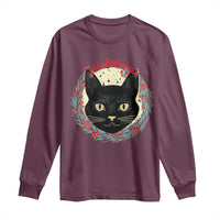 Funny Yule Cat Long Sleeve Shirt Jólakötturinn Yule Christmas Black Cat