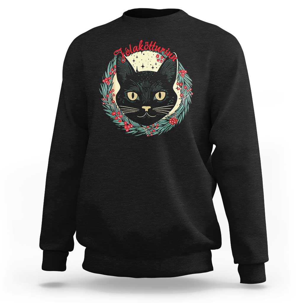 Funny Yule Cat Sweatshirt Jlaktturinn Yule Christmas Black Cat - Wonder Print Shop