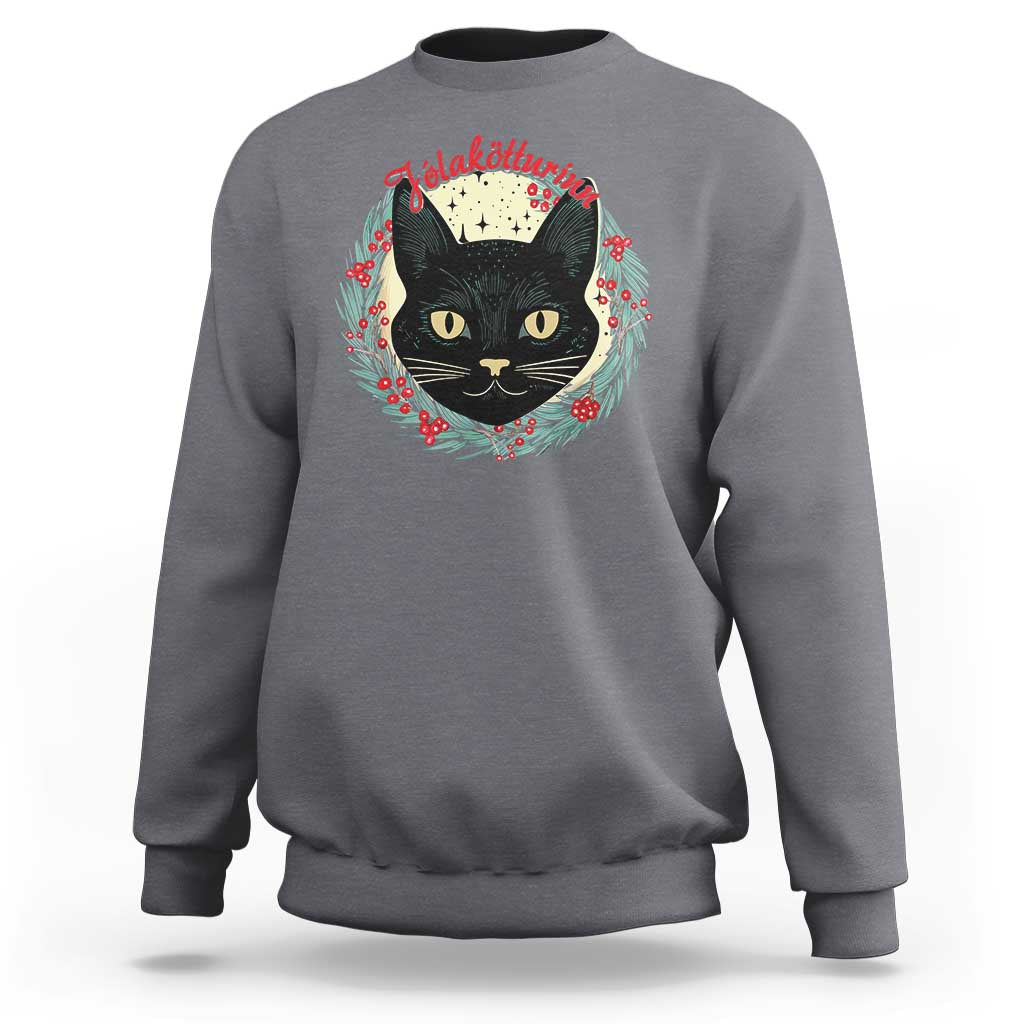 Funny Yule Cat Sweatshirt Jlaktturinn Yule Christmas Black Cat - Wonder Print Shop