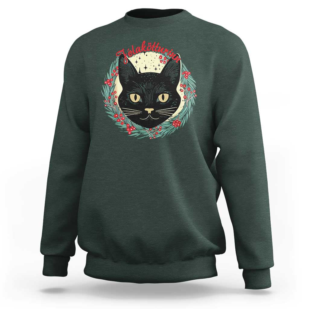 Funny Yule Cat Sweatshirt Jlaktturinn Yule Christmas Black Cat - Wonder Print Shop