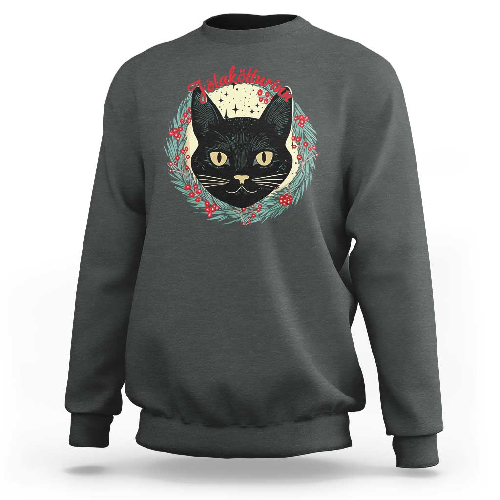 Funny Yule Cat Sweatshirt Jlaktturinn Yule Christmas Black Cat - Wonder Print Shop