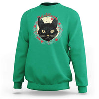 Funny Yule Cat Sweatshirt Jlaktturinn Yule Christmas Black Cat - Wonder Print Shop