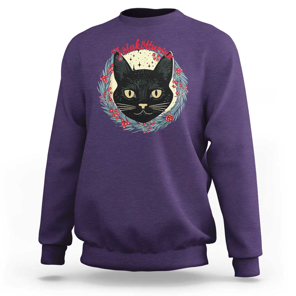Funny Yule Cat Sweatshirt Jlaktturinn Yule Christmas Black Cat - Wonder Print Shop