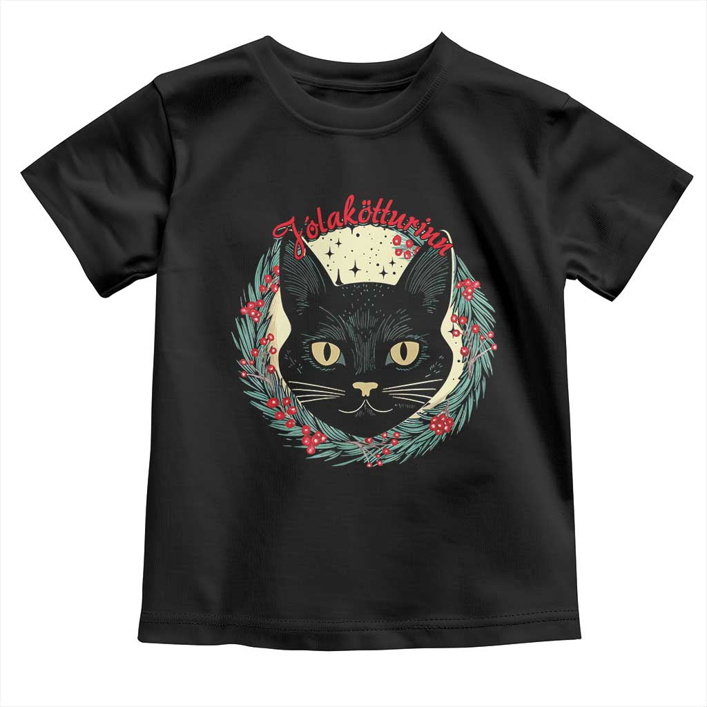 Funny Yule Cat Toddler T Shirt Jólakötturinn Yule Christmas Black Cat