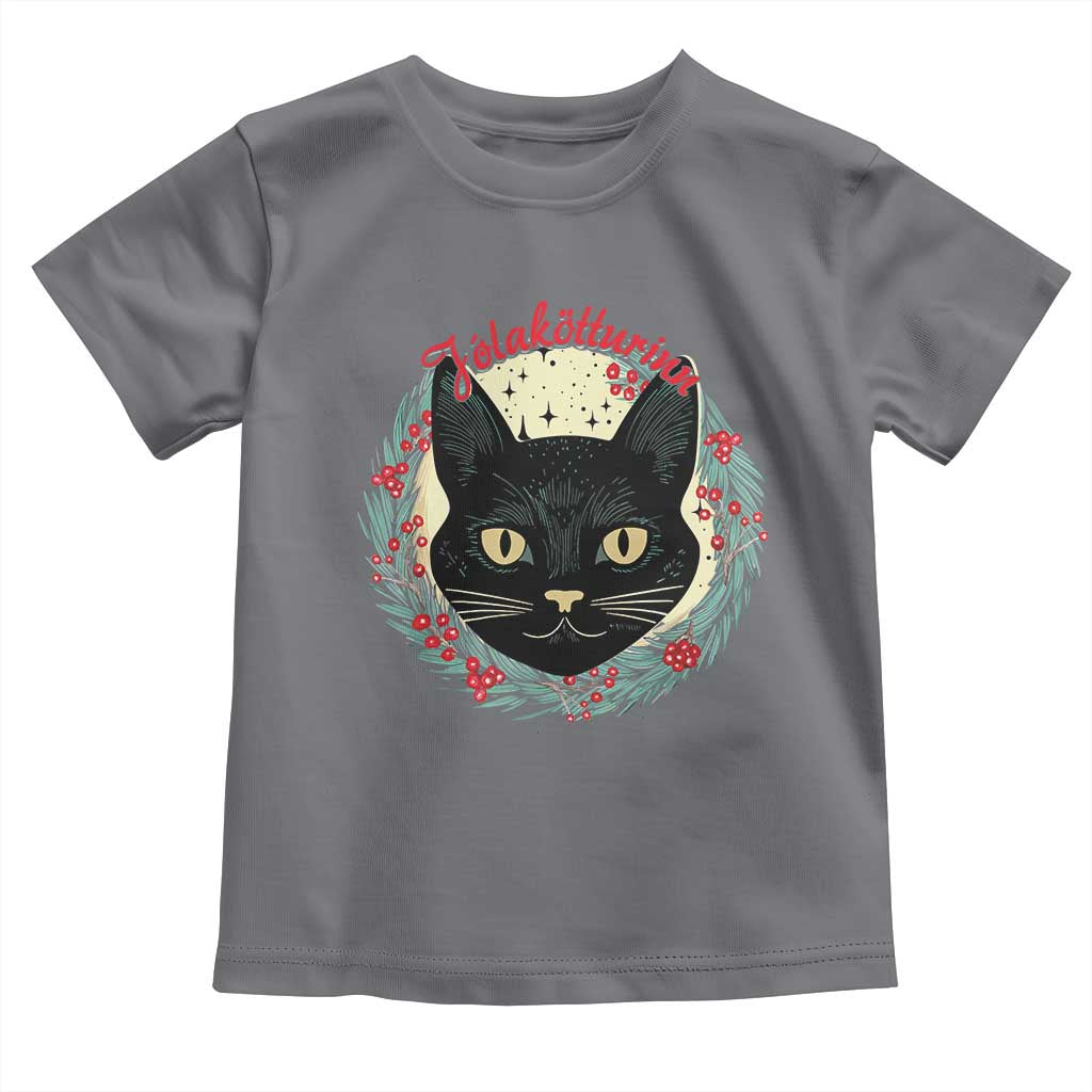 Funny Yule Cat Toddler T Shirt Jólakötturinn Yule Christmas Black Cat