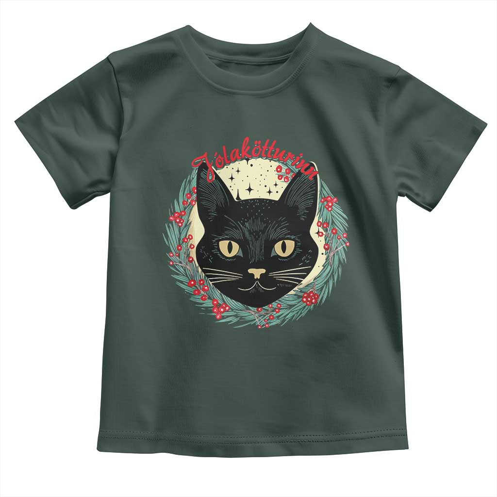 Funny Yule Cat Toddler T Shirt Jólakötturinn Yule Christmas Black Cat