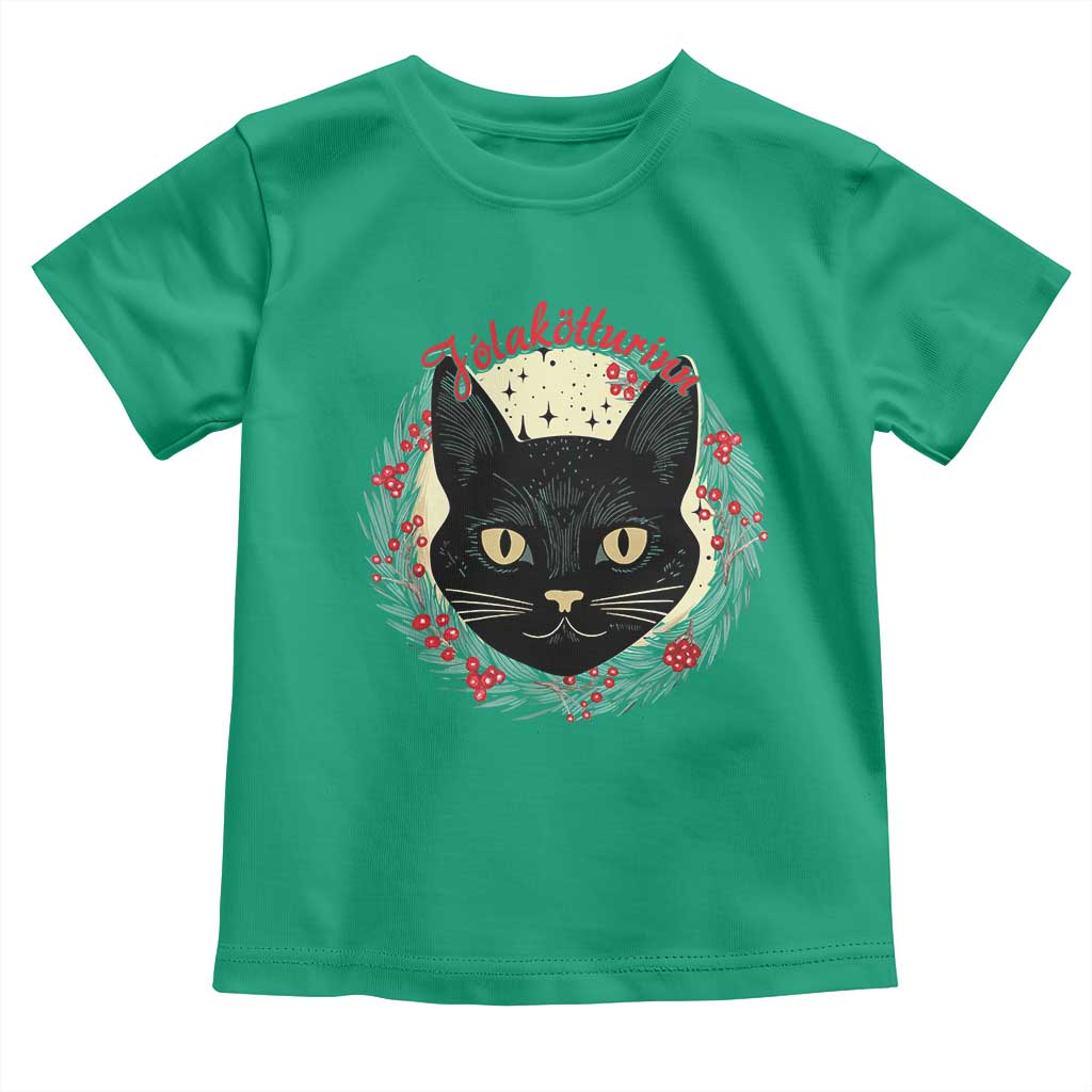 Funny Yule Cat Toddler T Shirt Jólakötturinn Yule Christmas Black Cat