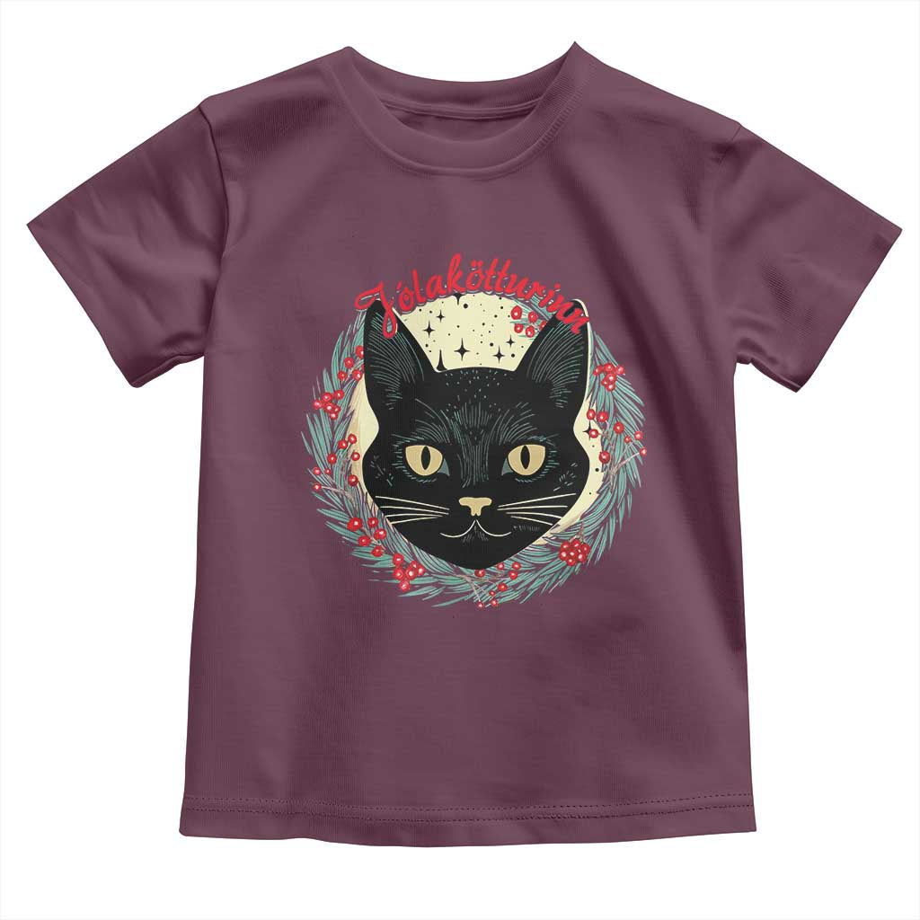 Funny Yule Cat Toddler T Shirt Jólakötturinn Yule Christmas Black Cat