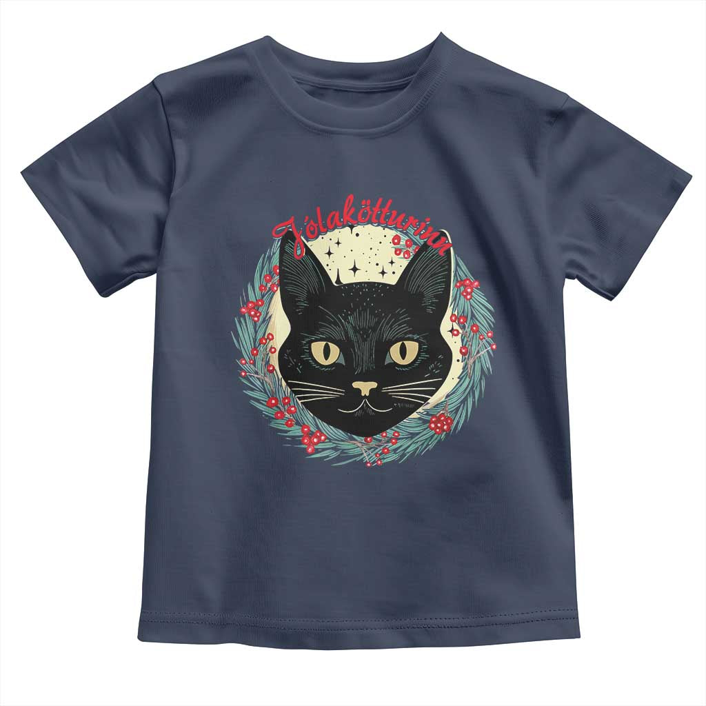 Funny Yule Cat Toddler T Shirt Jólakötturinn Yule Christmas Black Cat