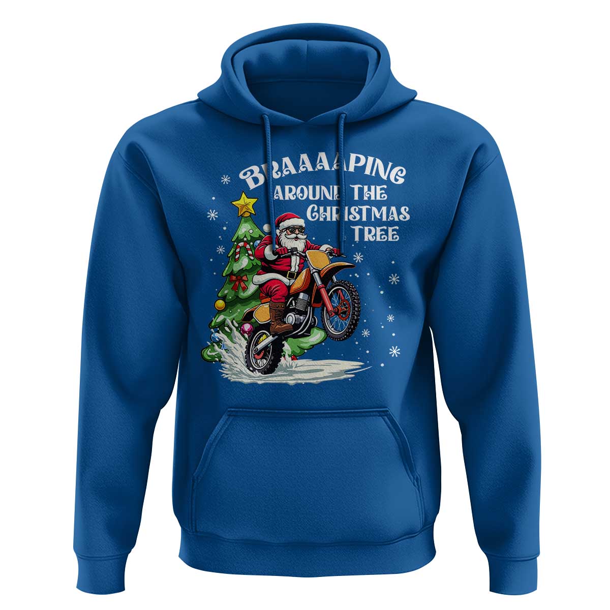 Funny Christmas Biker Hoodie Braaaaping Around The Christmas Tree Dirt Bike Santa