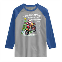Funny Christmas Biker Raglan Shirt Braaaaping Around The Christmas Tree Dirt Bike Santa - Wonder Print Shop