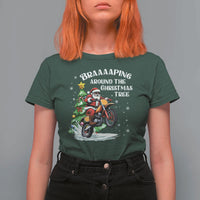 Funny Christmas Biker T Shirt For Women Braaaaping Around The Christmas Tree Dirt Bike Santa - Wonder Print Shop