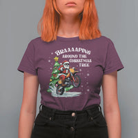 Funny Christmas Biker T Shirt For Women Braaaaping Around The Christmas Tree Dirt Bike Santa - Wonder Print Shop