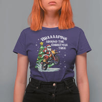 Funny Christmas Biker T Shirt For Women Braaaaping Around The Christmas Tree Dirt Bike Santa - Wonder Print Shop