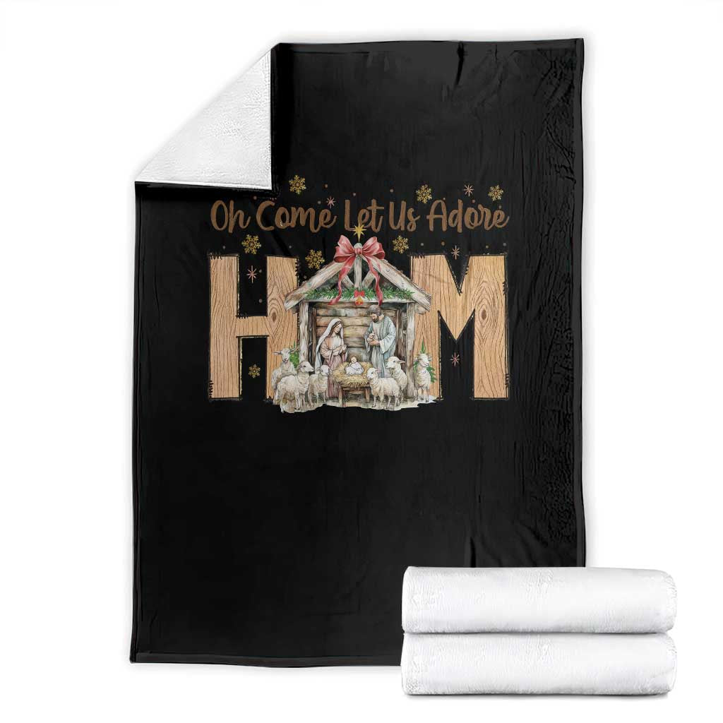 Oh Come Let Us Adore Him Throw Blanket Christian Christmas Nativity Scene - Wonder Print Shop