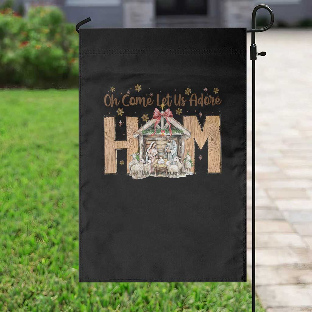 Oh Come Let Us Adore Him Garden Flag Christian Christmas Nativity Scene - Wonder Print Shop