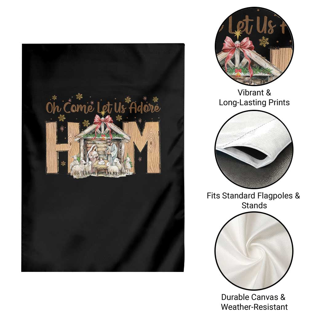 Oh Come Let Us Adore Him Garden Flag Christian Christmas Nativity Scene - Wonder Print Shop