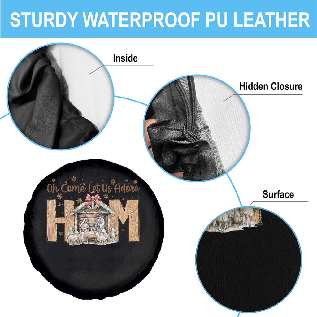 Oh Come Let Us Adore Him Spare Tire Cover Christian Christmas Nativity Scene - Wonder Print Shop