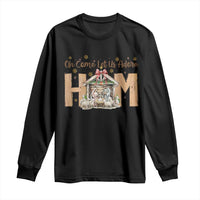 Oh Come Let Us Adore Him Long Sleeve Shirt Christian Christmas Nativity Scene - Wonder Print Shop