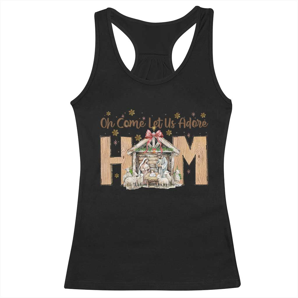 Oh Come Let Us Adore Him Racerback Tank Top Christian Christmas Nativity Scene - Wonder Print Shop