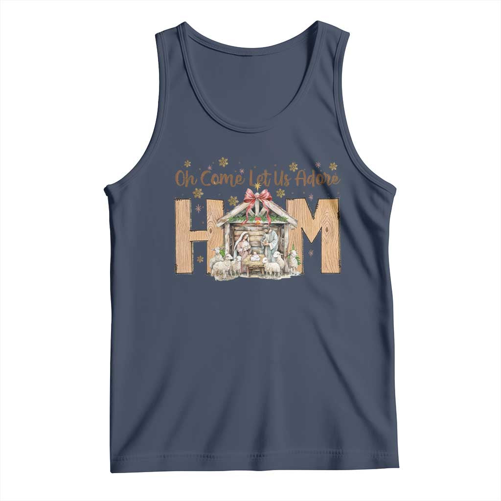 Oh Come Let Us Adore Him Tank Top Christian Christmas Nativity Scene - Wonder Print Shop
