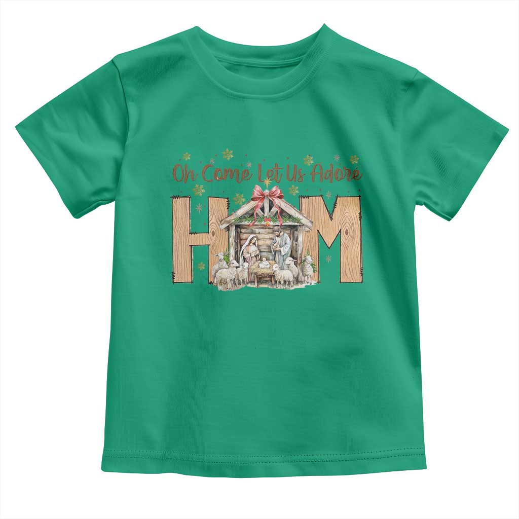 Oh Come Let Us Adore Him Toddler T Shirt Christian Christmas Nativity Scene - Wonder Print Shop