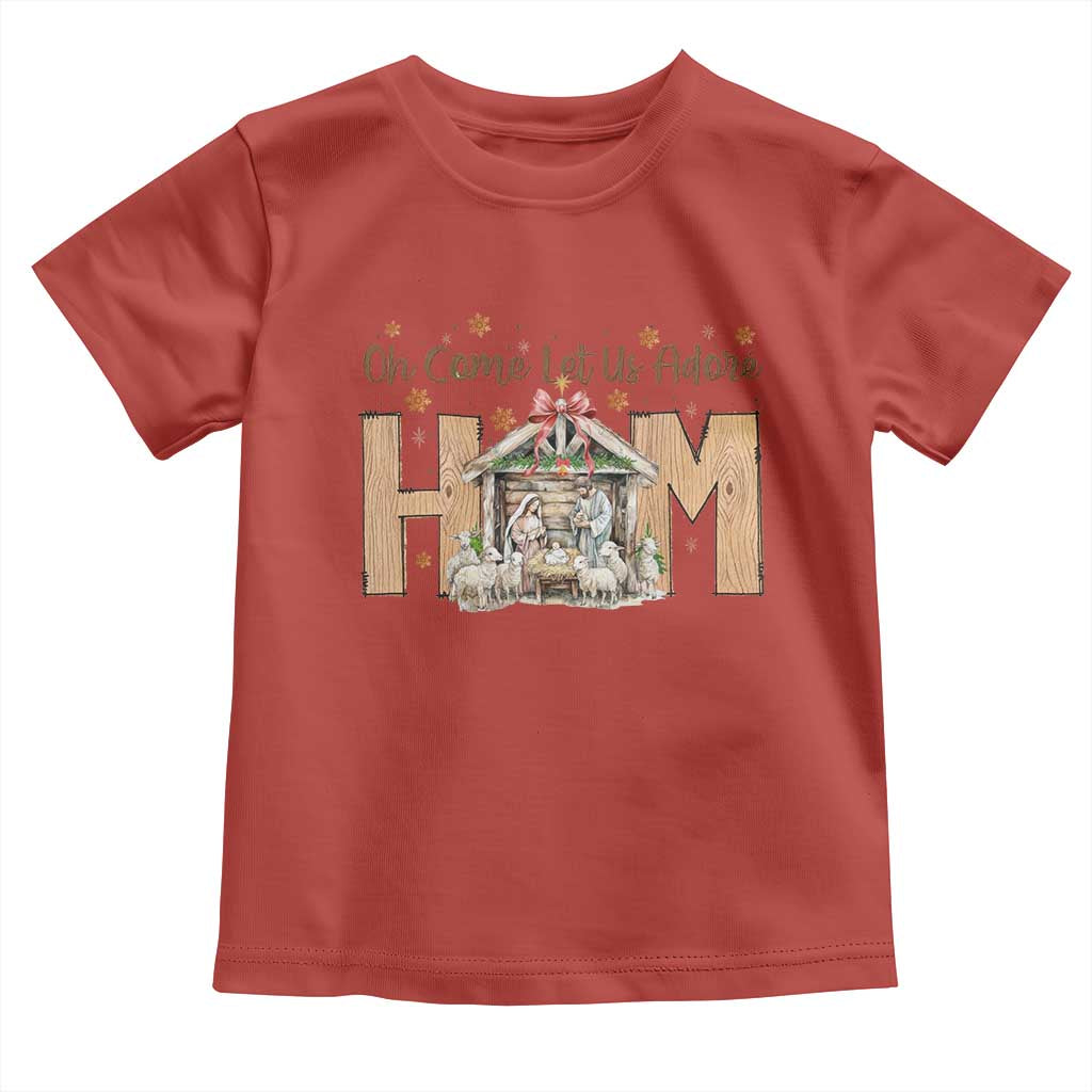 Oh Come Let Us Adore Him Toddler T Shirt Christian Christmas Nativity Scene - Wonder Print Shop