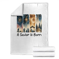 Christian Christmas Throw Blanket A Savior Is Born Jesus Nativity Scene - Wonder Print Shop