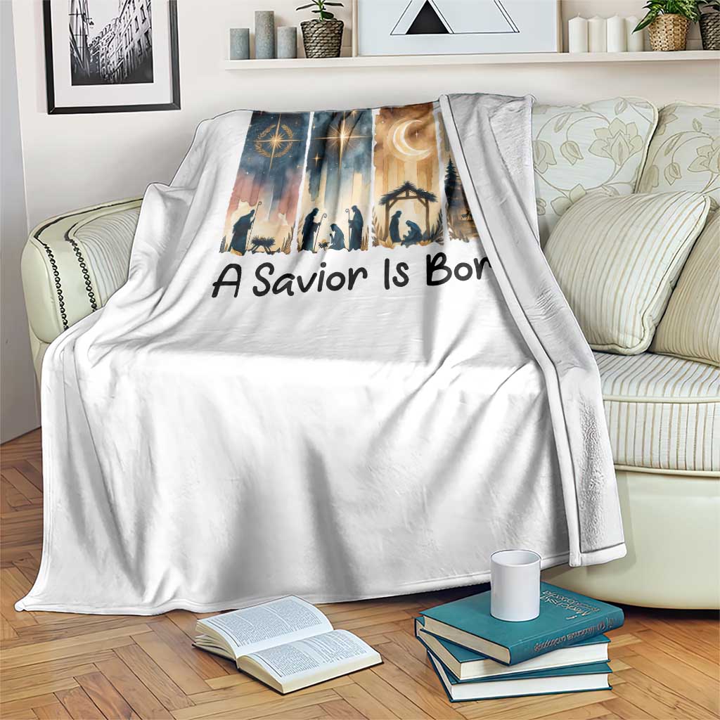 Christian Christmas Throw Blanket A Savior Is Born Jesus Nativity Scene - Wonder Print Shop