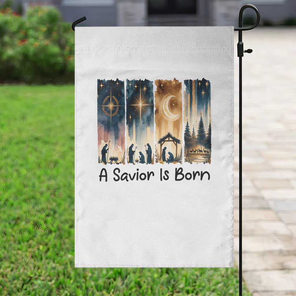 Christian Christmas Garden Flag A Savior Is Born Jesus Nativity Scene - Wonder Print Shop