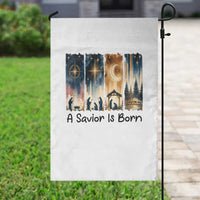 Christian Christmas Garden Flag A Savior Is Born Jesus Nativity Scene - Wonder Print Shop