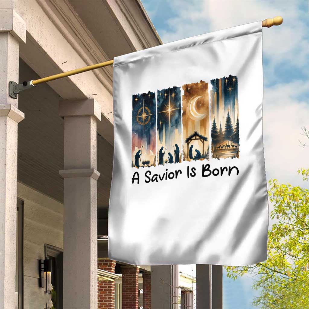 Christian Christmas Garden Flag A Savior Is Born Jesus Nativity Scene - Wonder Print Shop