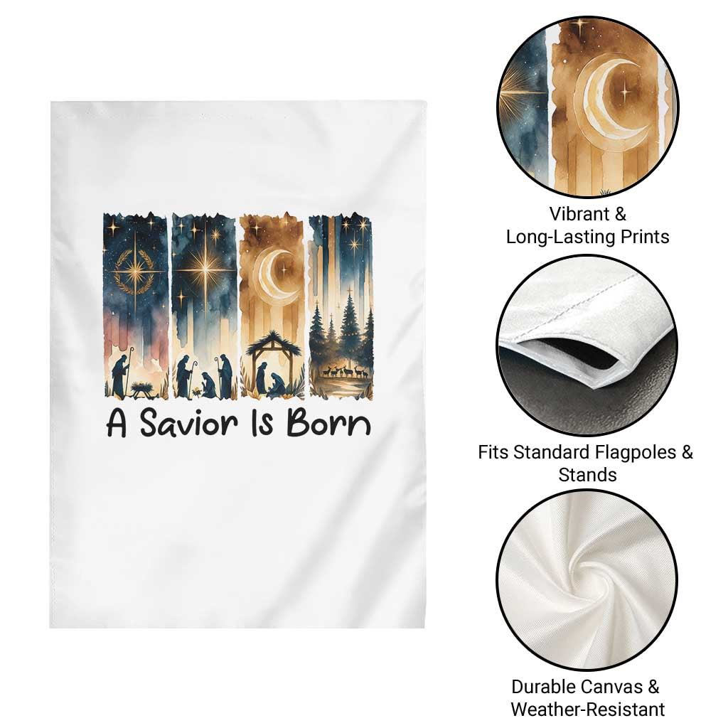 Christian Christmas Garden Flag A Savior Is Born Jesus Nativity Scene - Wonder Print Shop
