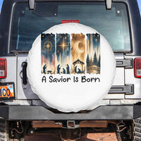 Christian Christmas Spare Tire Cover A Savior Is Born Jesus Nativity Scene - Wonder Print Shop