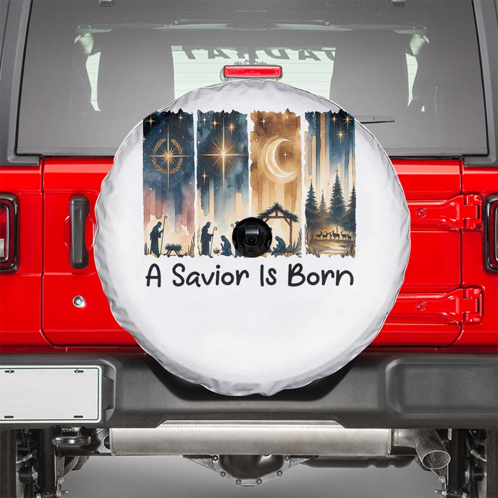 Christian Christmas Spare Tire Cover A Savior Is Born Jesus Nativity Scene - Wonder Print Shop