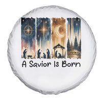 Christian Christmas Spare Tire Cover A Savior Is Born Jesus Nativity Scene - Wonder Print Shop