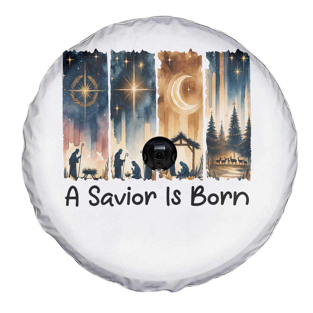 Christian Christmas Spare Tire Cover A Savior Is Born Jesus Nativity Scene - Wonder Print Shop